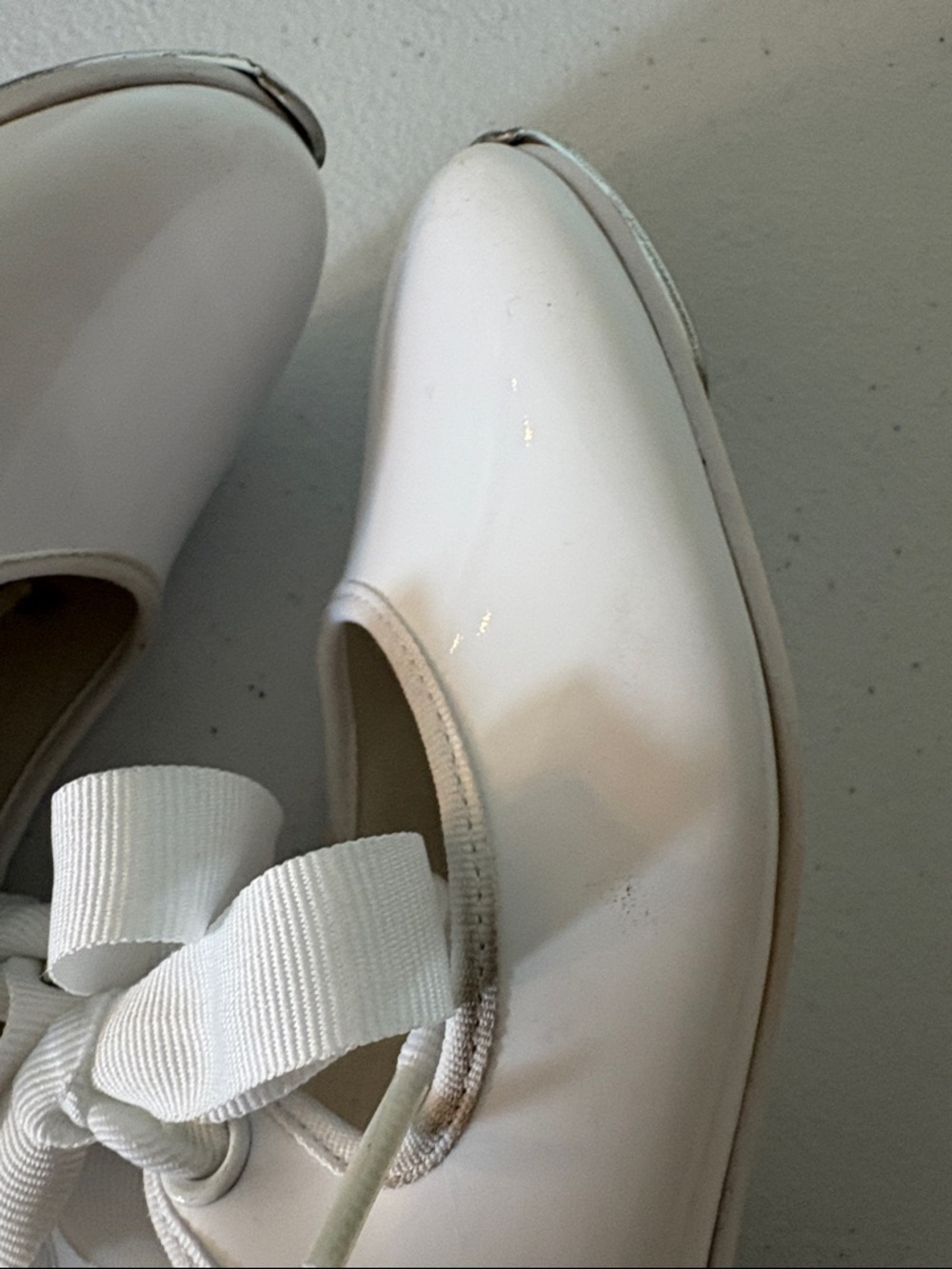 Girls White Tap Shoes with ribbon ties Tempo by Leo’s brand - Picture 7 of 8